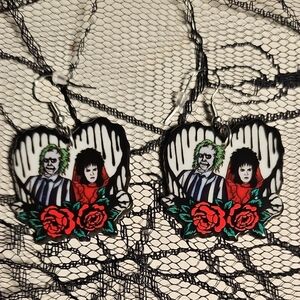 Beetlejuice Heart Earrings